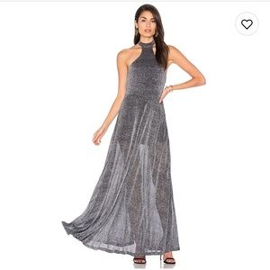 Glittery silver high neck maxi dress